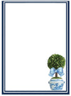 Blue & White Topiary Tree Notepad