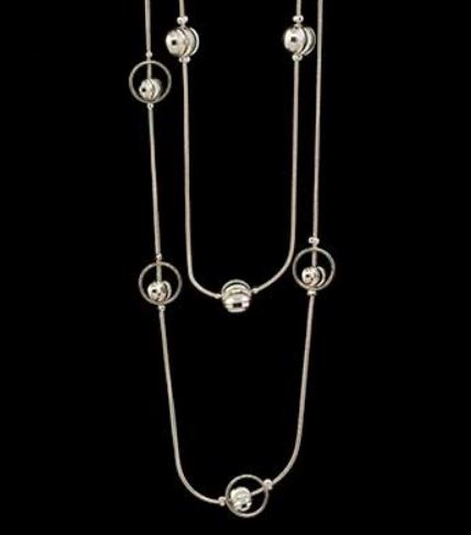 Silver 2-Strand Necklace with Silver Balls