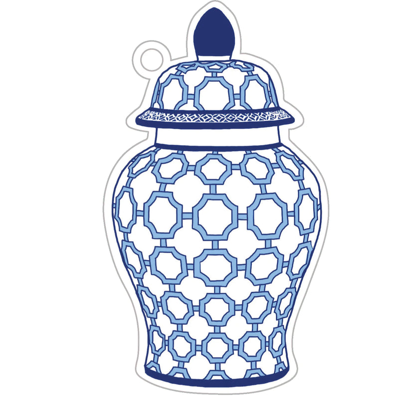 Blue & White Geometric Ginger Jar Gift Tag