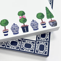 Blue & White Ginger Jars and Topiary Notepad