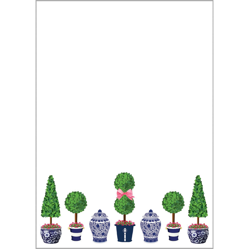 Blue & White Ginger Jars and Topiary Notepad